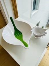 Large Koziol 'Leaf' Salad Bowl with Utensils and 6 Small Bowls
