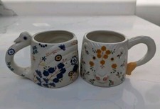 Anthropologie Mugs X 2 Floral Patterned Marisol Swan & Lion Stoneware Brand new