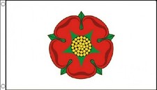 3' x 2' LANCASHIRE FLAG Traditional Old Lancs Red Rose on White English County