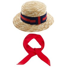 STRAW HAT & RED TIE ADULTS