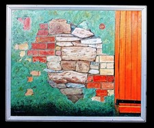 Irish Art Painting Door in Ramelton, Donegal Ireland signed T L McElderry c1980