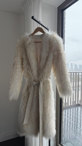 Real fox fur coat cream - fox,