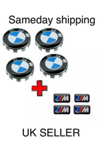 4 BMW Wheel Centre Caps + Badges Fits Most 1 3 7 Series X6 M3 Z4 E46 E90 68mm