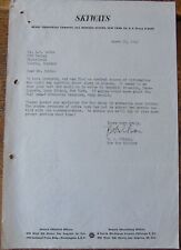 Skyways Henry Publishing Co New York Letter To A.C. Dobbs RAF Kenley 1947 Re P47