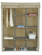 Dbl Modular Metal Framed Fabric Wardrobe - Jute | Jute Fabric Wardrobe Storage