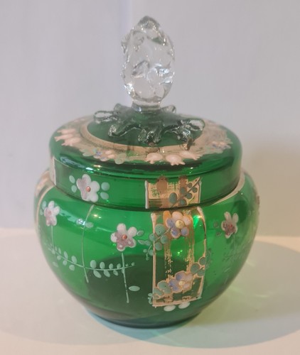 Vintage bohemian green glass - bohemian,