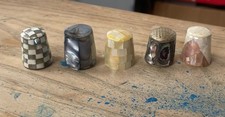 Collection Of Mother Of Pearl And Abalone Thimbles X5 All Different Vintage 