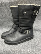 UGG Kensington Boot Size UK 6.5 Women's Black Leather Buckle Shearling Lined
