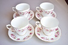 COLCLOUGH CHINA CASCADE ROSES CUP & SAUCERS X 4