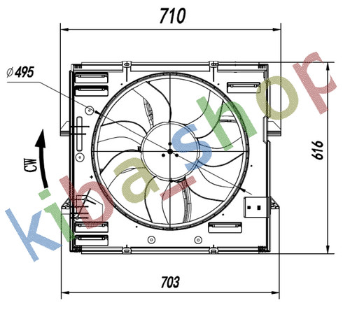 Radiator fan with housing - fan, fits