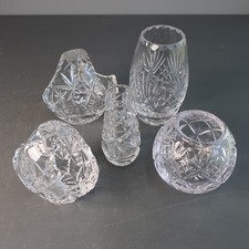 6 Cut Glass Baskets & Bud