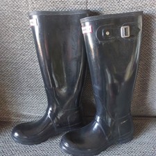 Black Hunter Wellies UK Size 4 EU Size 37 black gloss