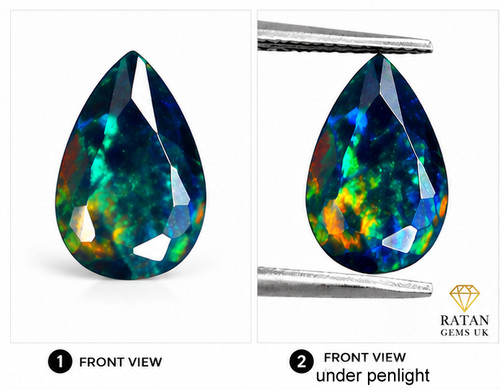 Natural black opal pear - black,