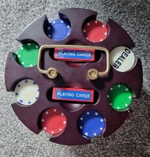 Deluxe Revolving Carousel Poker Blackjack Rack 198 Chips, Cards - Casino Games
