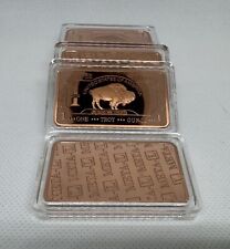 5 x USA Buffalo 1 oz PURE Copper Bullion bar .999 In Capsules.