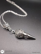 Raven Viking Crow Bird Skull Pendant Necklace Norse Pagan, Alternative Jewellery