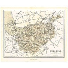 CHESHIRE Antique County Map 1868 by Virtue
