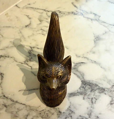 Brass fox figurine statue - brass,