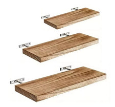 Set Of 3 Floating Shelves Wall Mounted Easy Fit Bedroom Office Décor Wall Rustic