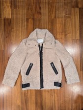 Zara Sherpa Teddy Fleece Women’s Size Small Aviator Bomber Shearling Zip Jacket