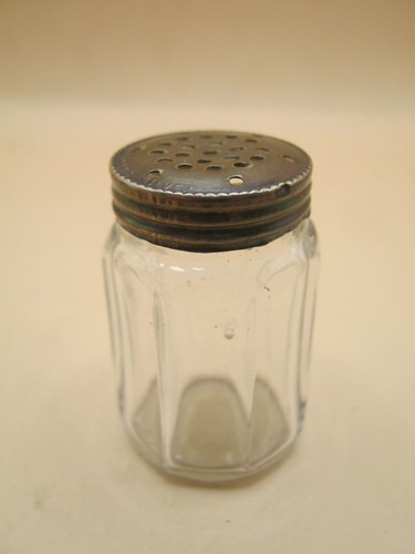 Vintage silver glass shaker - &,