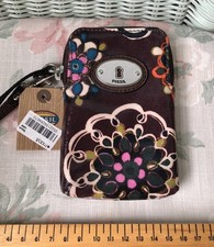 BNWT FOSSIL KEY-PER PURSE CASE WITH WRIST STRAP FROM MACYS FLORAL DOODLES NEW