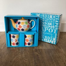 Whittard tea for two set teapot two mugs boxed gift set hand painted stars multi
