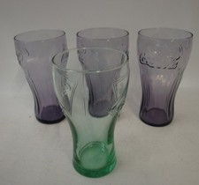 Coca-Cola Glasses Set of 4 Unique Embossed Drinking Tumblers Collectible
