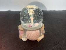 Disney Tinkerbell Knitting Small Glitter Snow Globe RARE Tinker Bell Peter Pan
