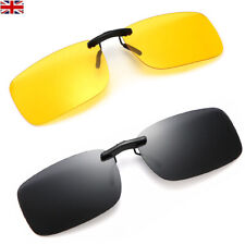Night Vision Glasses Lens Clip On Driving Sunglasses Anti Glare Yellow Black UK