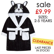 Kids Dressing Gown Girls Boys 2-3 3-4 4-5 Years Dog Bulldog Puppy Paw Patrol UK