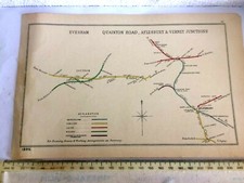QUAINTON AYLESBURY PRINCES RISBORO CLAYDON BUCKINGHAM EVESHAM RAILWAY MAP 1895