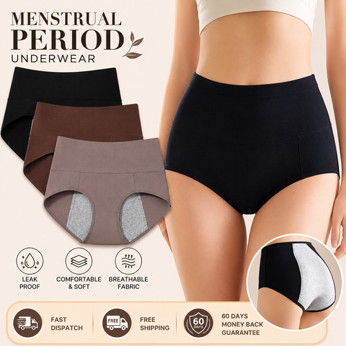 3pcs high waist period panties - high,