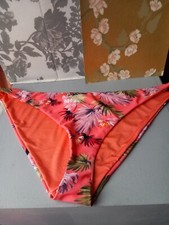 Superdry Surf Bikini Brief Bottoms Orange Floral Pattern Size 16 XL New