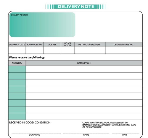 Sigma part delivery note - 2,