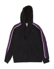 ADIDAS Womens Zip Hoodie Sweater UK 12/14 Medium Black Cotton CQ30