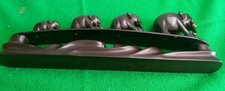 Vintage 4 Carved Elephants Ebonised Bridge SOME DAMAGE Wooden