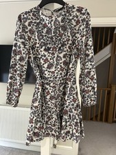 Zara Red/purple/cream Belted Boho Mini Dress M - Never Worn