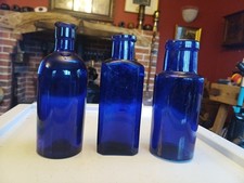 Trio Of Antique Cobalt Blue