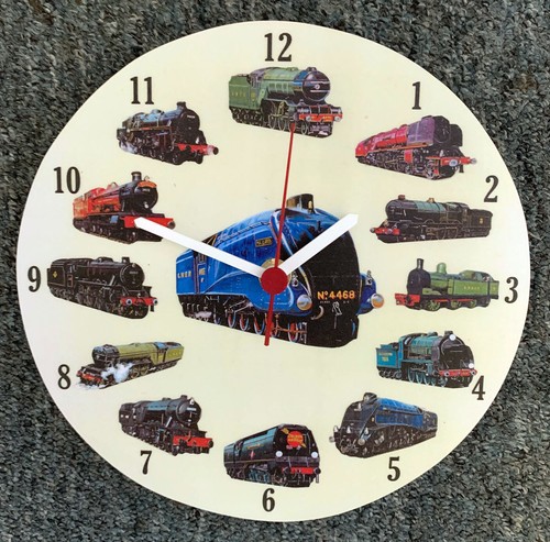 Steam train clock - steam, flying