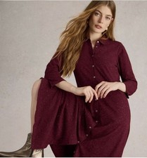 ✨WHITE STUFF  Size 10 ✨Pretty Plum Rua Glitter Long/Maxi Jersey Shirt Dress NEW
