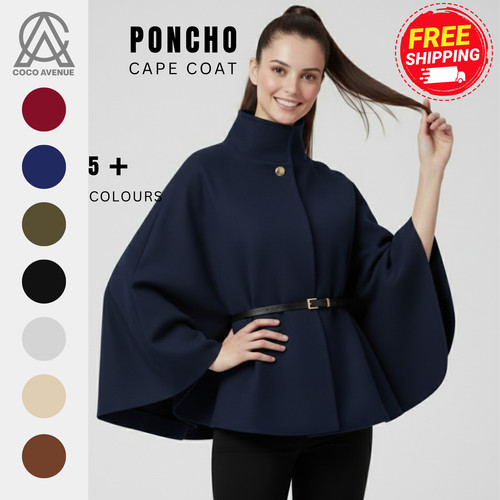 Ladies italian belted poncho - italian,
