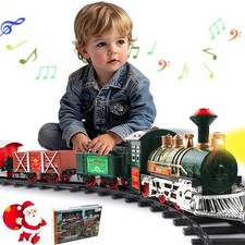Electric Christmas Tree Train Set with Lights & Sounds Railway Track Toy for Kid