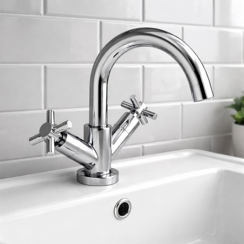 Chrome cross handle - handle, bathroom