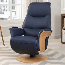 GFA Utah Wireless Handset Swivel Recliner Chair in Navy Genuine Full Leather