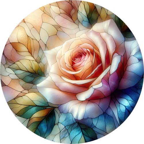 Stained glass pastel rose - glass, wall