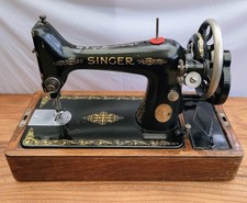 Vintage Singer 99K Hand Crank Sewing Machine with case 1924 GVC - working 