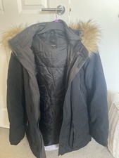 New Look black faux fur hooded