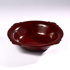Art Deco Vintage Marbled Bakelite Bowl – Deep Red