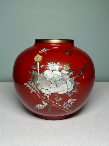 Vintage red enamel over brass - vintage,